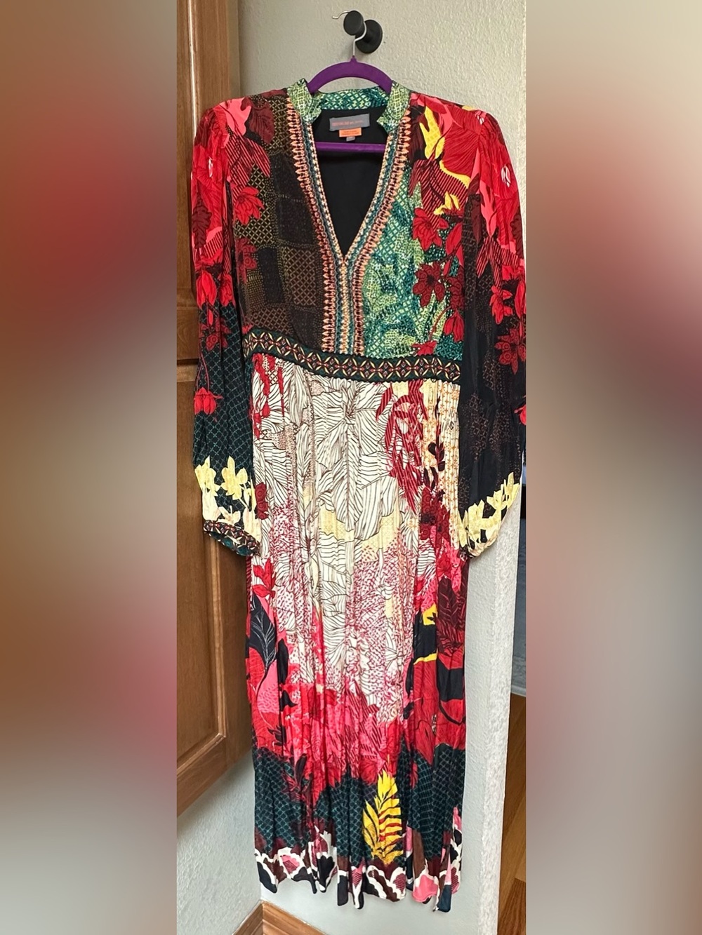 Bhanuni by Jyoti Anthropologie Size 10 Embroidered Beaded Patchwork Maxi Dress
